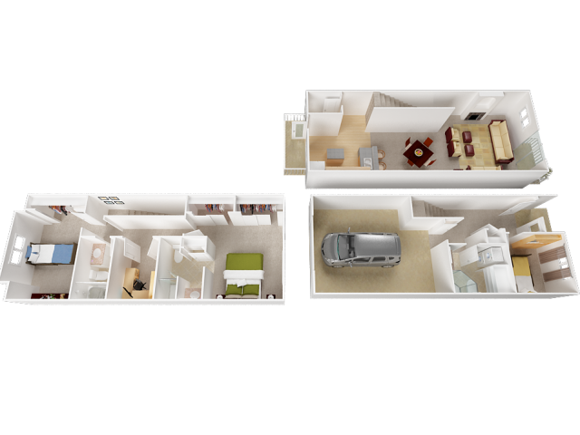 Floor plan for 3 beds, 3.5 baths, 1560 sqft